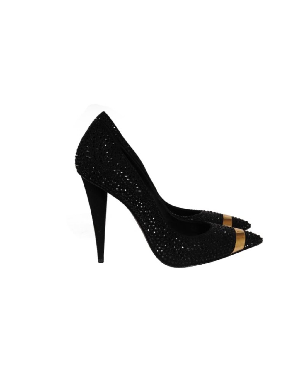 Giuseppe Zanotti Women Crystal Emballished Heels Sz US9 EU39 Black Gold Studded - Picture 8 of 12